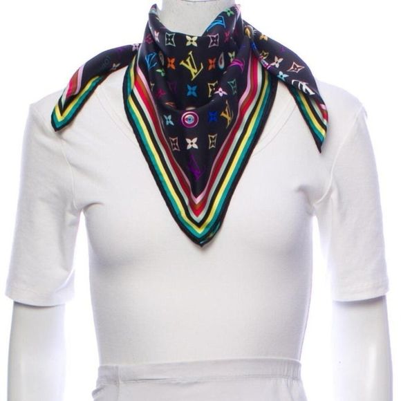 Louis Vuitton Eye Love You Black Multicolore Vintage Murakami rare LV LE Scarf - Picture 2 of 8